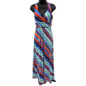 Lilly Pulitzer Amanda Multicolor Striped Knit Nautical Halter Maxi Dress